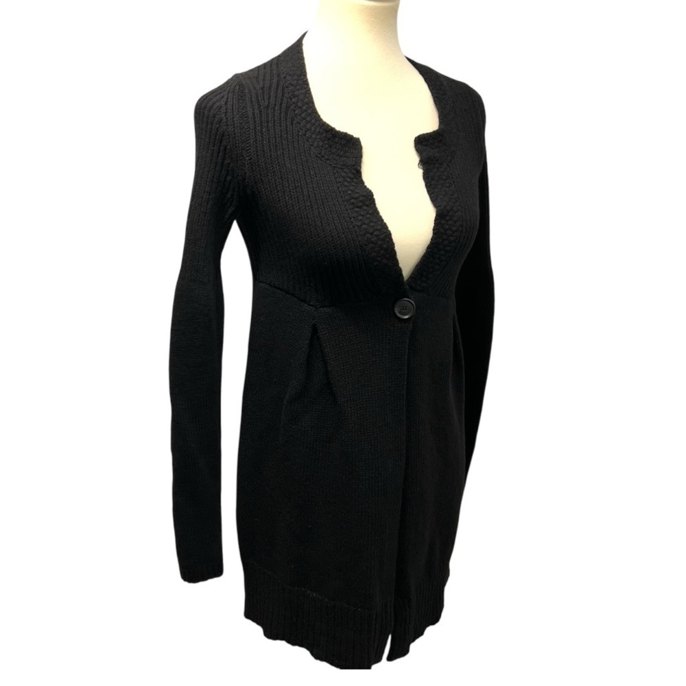 Theory Black Wool Cashmere One Button Longline Women's Cardigan Sweater Small - Picture 9 of 11